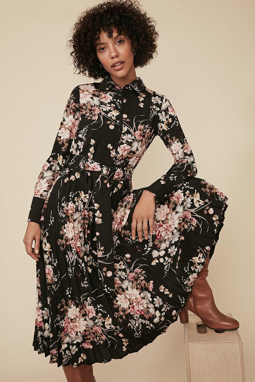 Floral Pleated Shirt Dress | Oasis